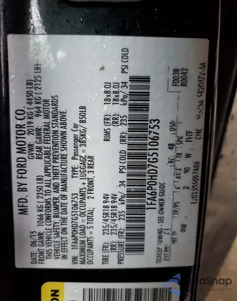 2016 Ford Fusion Se z USA, uszkodzony, nr VIN 1FA6P0HD7G5106753